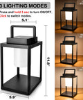 Rechargeable Outdoor Table Lantern With USB Port No Wires Needed, 350 Lumen Cordless Lamp with 3 Level Touch Control