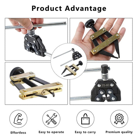 Roller Chain Breaker Kit With Holder Puller Cutter For Motorcycle Bicycle Go Kart And ATV Chains 0.25 To 0.75 Inch Pitch Replacement Disassembly Tool For Fast DIY Maintenance showing tool components, including breaker, puller, and cutter.