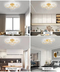 Modern LED Ceiling Light With Six Ring Gold Finish Flush Mount Fixture 4000K Neutral White Lighting in various rooms