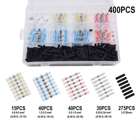 Ultimate 400 Piece Solder Seal Heat Shrink Butt Connector Kit With Waterproof Sealing Sleeve Terminals Perfect For Auto And Marine Wire Repair Jobs That Gotta Hold Tough Against Moisture And Dirt So You Can Wire Up Your Ride Like A Pro Today. 400pcs kit case