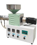 Top Shelf Desktop 3D Filament Maker Machine For PLA And ABS Plastic, High Precision Extruder with a funnel and control panel.