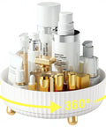 Keep Your Counter Totally On Point With This Compact White 360 Rotating Lazy Susan Makeup Trunk Smart Bathroom Storage Rack For Perfumes And Favorites That Always Stays Within Reach.