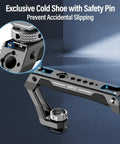 Universal Camera Cage Top Handle With Cold Shoe Mount And Anti Off Safety Pin Grippy Silicone Grip And Multiple Mounting Points For Rig