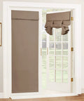 French Door Curtains With Privacy Blackout Tie Up Shade For Kitchen Dining Nursery And Bathroom Energy Saving Door Covering 26 By 72 Inches Mocha One Panel Easy Install No Drill shown installed on white French door.