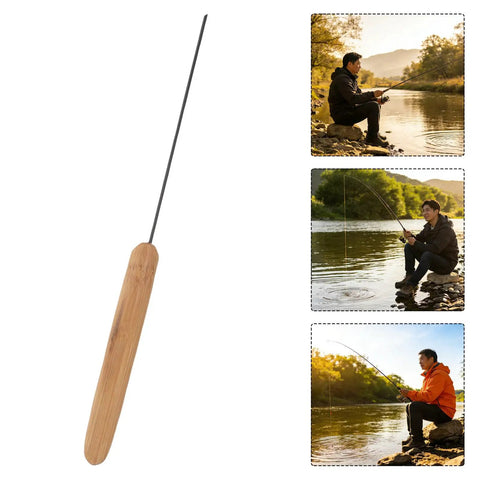 Worm Baiting Needle Threader Tool With Wood Handle And Stainless Steel Tip For Quick, Hygienic Worm Threading In Freshwater Fishing, Sandworm Rigging Accessory That Resists Corrosion For Outdoor Angling.