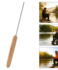 Pro-Grade Worm Threader Needle For Freshwater And Saltwater Fishing Stainless Steel Bait Rigging Tool With Wood Handle For Hygienic Handling And Quick Easy Bait Threading, wood handle