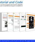 Stack of Freenove Mecanum Wheel Car Kit tutorial pages labeled Tutorial and Code.
