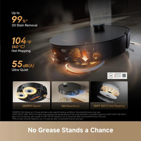 X60 Max Ultra Complete Robot Vacuum And Mop Slim 3.13In Ultra Thin Design with 35000Pa Suction shown mopping hardwood