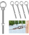 Four Pack Half Inch By Eight Inch Stainless Steel Eye Bolts With Nuts Marine Grade 316 for rigging, anchoring, pulling and pushing