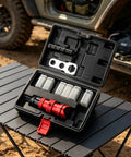 Heavy Duty Electric Rivet Adapter Kit With Quick Change Wrench And Multiple Size Heads For Fastener Conversions Perfect For Garage Work Or Tough Construction Jobs On Site, red alloy case
