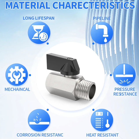 Brass Mini Ball Valve 1/2 Inch NPT Male To 1/2 Inch NPT Female Shut Off Pipe Fitting Chrome Plated, features include heat and corrosion resistance