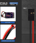 Close-up of Beefy 6V 1700mAh NiMH RC Receiver Battery Pack Hump Style With BBL2 Connector and silicone line details