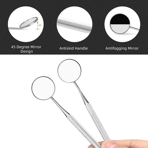 Stainless Steel Dental Mirror With Handle 6.5 Inch Angled 45 Degree Must Have Pro Grade Tool For Teeth Cleaning Plaque Check Mouth