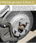 Rock Solid Extended Wheel Studs 10Pc Set M12x1.5 Threading 49Mm Reach Tough Steel on brake rotor with caliper view.