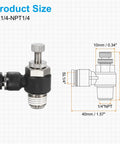 2 Pack 1/4 NPT Push To Connect Air Flow Control Valve 90 Degree Elbow Fitting For 1/4 Inch OD Air Hose Quick Lock Pneumatic System
