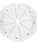 Top view of Must-Have 8 Inch Acrylic Turntable Organizer With 360 Degree Rotation, Clear Lazy Susan with visible lines.