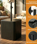 2-In-1 Umbrella Base And Side Table For Outdoor Patio, 16.54 Inch, Fillable 15 Gal Water Or Sand Base, UV Resistant