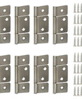 Triple Leaf Surface Mount Cabinet Hinges, Satin Nickel Finish With Quick Install Hardware Kit, set of eight hinges with screws.