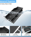 BMW X3 Center Console Organizer Tray for 2025 2026 G45 models floating in water, showing anti-slip rubber and ABS plastic material.