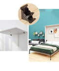 Heavy Duty Stainless Steel Folding Table Leg Brackets With Self Locking Hinges for wall-mounted support and bed assembly.