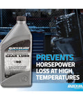 Bottle of Hardcore High Performance SAE 90 Gear Lube For Mercury Outboards And MerCruiser Sterndrives 2.5 Gallon
