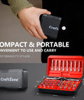 All-Purpose 42-In-1 Magnetic Ratchet Screwdriver Set with S2 Steel Bits, compact case in hand and open case with bits displayed.