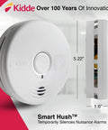 10 Year Photoelectric Smoke And Carbon Monoxide Alarm With Sealed Lithium Battery No Battery Change Over A Decade Kitchen Safe Combination Detector Model P3010K CO, side and front view