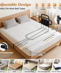 Heavy Duty Bed Rail With Dual Grab Bars For Elderly Adults 400 Lbs Capacity Adjustable Height Non Slip Foam Grips on bed