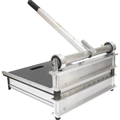 20 Inch Pro Edge Laminate Floor Cutter And Vinyl Plank Trimmer with aluminum frame and rollers for precise cutting.