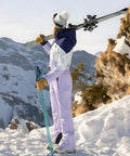Women One Piece Ski Suit For Snowboarding And Snowmobiling, Waterproof And Windproof Jumpsuit With Thermal Insulation, in snowy mountains