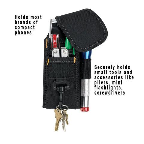 Five Pocket Cell Phone And Tool Holder For Work Belts And Pouches Clip On Straps Or Webbing Keeps Compact Phones And Everyday Tools Handy