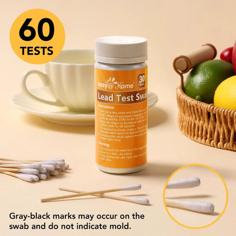 At Home Lead Test Kit With 60 Rapid Swabs And 30 Second Color Change Results for quick no-fuss lead screening, swabs and bottle