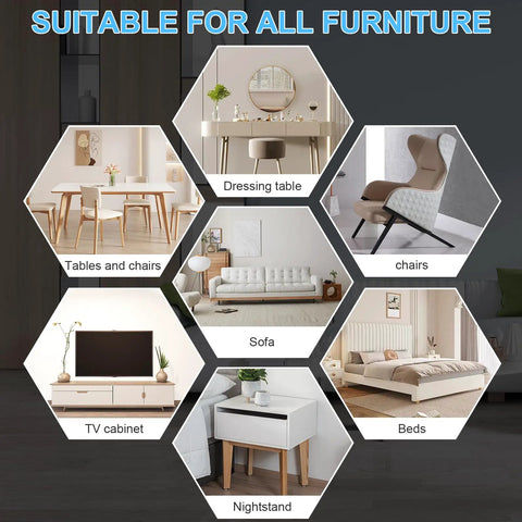 Visual guide showing furniture types suitable for Heavy Duty Furniture Movers And Sliders For Carpet And Hardwood Floors.
