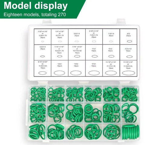 270 Piece Car AC O Ring Kit With Rubber O Rings All In One Seal Set For Car Repair Plumbing Air And Gas Lines Durable Construction Precise Fit Leak Proof Performance No Fuss Easy Install, 18-size case