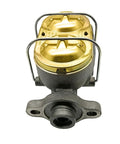 11 Inch Power Brake Booster And Master Cylinder Kit For GM A Body F Platform X Body Smooth Pedal Feel, gold and black master cylinder detail.
