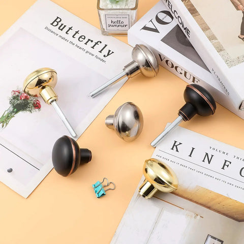 Assorted door knobs on magazines, includes Vintage Style Door Knob Set With Spindle For Interior Doors In Oil Rubbed Bronze Finish Zinc Alloy Hardware