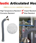 Premium Rock Solid Ultra Heavy Duty 360 Flex Welding Smoke Extractor Hose With Stainless Hood For Hardcore Shop Tasks Grey articulated hose with stainless hood.