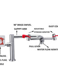 Deck Mounted Emergency Eyewash Faucet With Swivel Spout For Left Hand Mounting Dual Function Eye Wash Unit