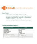 CBB60 motor run capacitor features and technical specs for 90mm By 42mm Heavy Duty Go To Motor Run Capacitor 40uF Plus Minus 5 Percent For 110 125 250VAC 50 60Hz Built To Last For Air Compressors Pumps Washing Machines And More CBB60 Type