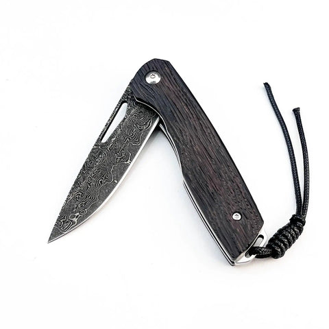 Damascus Steel Folding Pocket Knife With 3.35 Inch Blade And Rosewood Handle, Ultra Lightweight EDC Utility Knife For Camping, Fishing, And Everyday Household Tasks