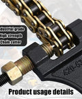 Heavy Duty Motorcycle Chain Breaker Tool For 420 428 520 525 528 530 Chains Universal Chain Link Remover in use