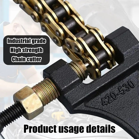 Heavy Duty Motorcycle Chain Breaker Tool For 420 428 520 525 528 530 Chains Universal Chain Link Remover in use