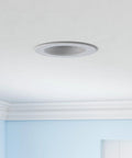 Ceiling view of 12 Pack 5 To 6 Inch LED Recessed Can Lights, 1100LM Each, 4000K Cool White, Dimmable, installed in living room