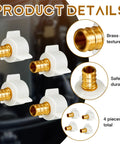 Four Pack One Half Inch PEX Female NPT Swivel Elbow Adapters Brass Crimp Fittings For Sink Faucets And RV Plumbing Water Lines Heavy Duty Brass And Plastic Construction Easy Install And Long Life, 4 pieces
