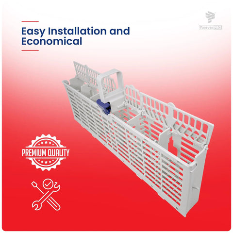Pro Grade Silverware Basket Assembly For Whirlpool Dishwashers, durable and easy to install, shown on red background