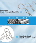 60 Piece Cotter Pin Kit With 5 Size Assortment, Stainless Steel, Anti-corrosion, Heavy Duty R Clips and Hairpin Pins, Rust Resistant