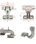 Solid Short Arm Inset Blind Corner Cabinet Hinges With Dead Silent Hydraulic Soft Close For Tight Nook Cupboards And Wardrobes 95 Degree Pivot Concealed 35mm Hardware Built To Last Pack Of Four detailed dimensions and angles.