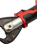 M18 Force Logic Six Ton Utility Crimping Kit With D3 Grooves And Snub Nose Design For Fast Electrical Work showing crimper head detail with lightweight red and black design.