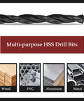 Cobalt drill bit set, 13 pcs, black, multi-purpose HSS bits for wood, PVC, aluminum, metal; 1.5–6.5 mm