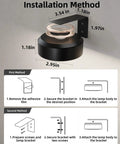 EZVALO black wall-mounted picture light, 3-pack, installed on wall with mounting bracket and LED ring